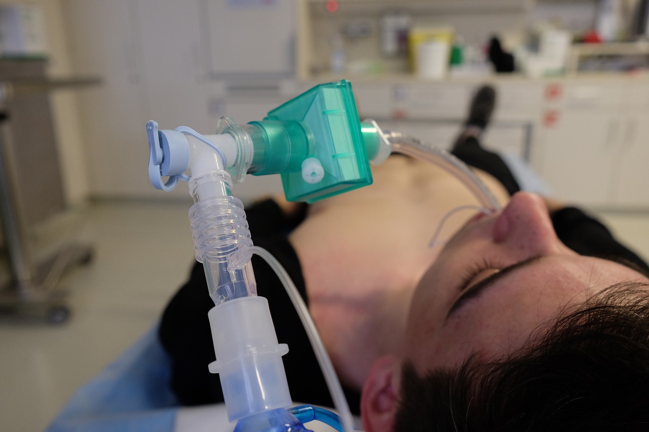 woman using a respirator